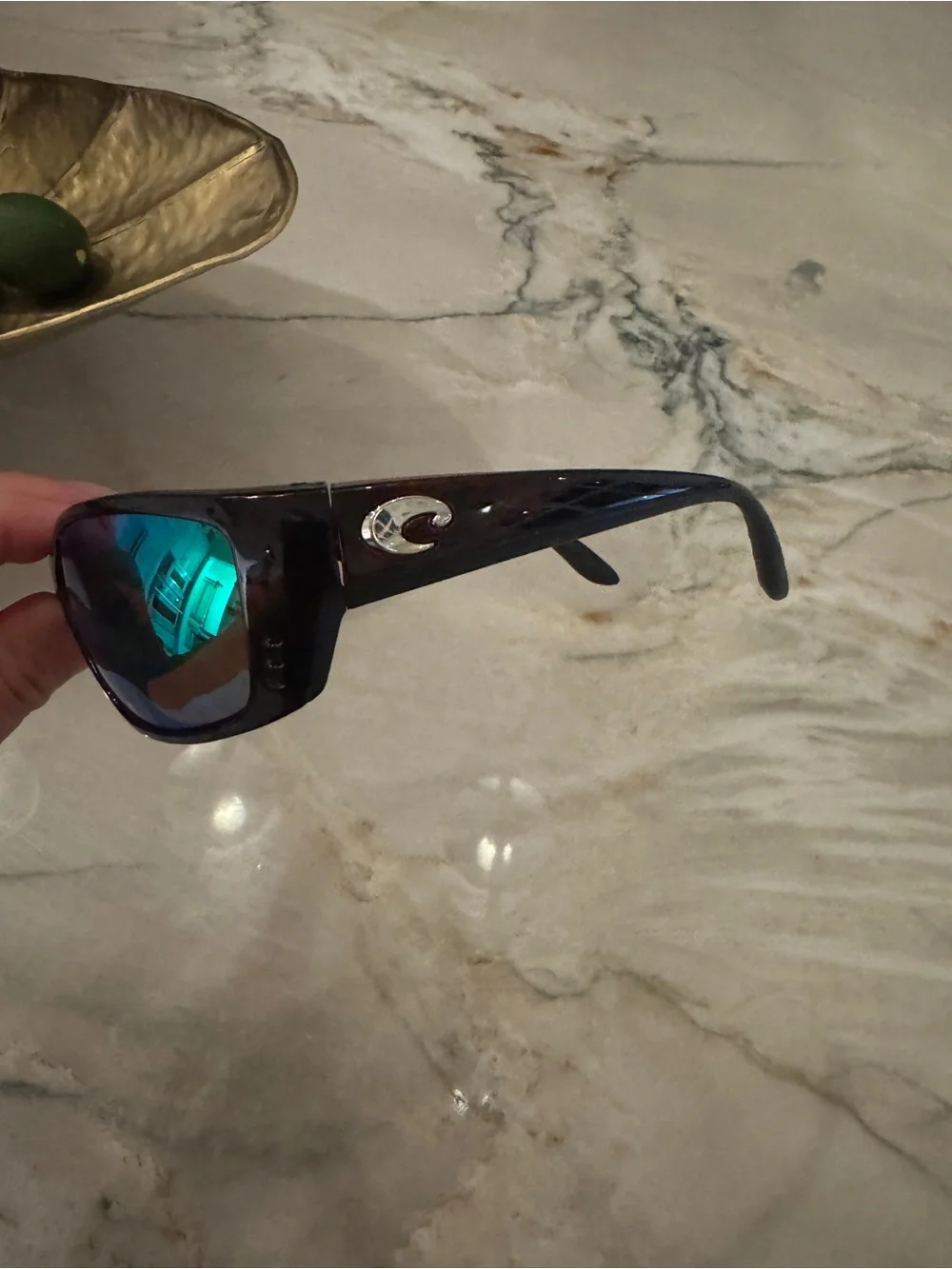 Costa Men's Black Frames with Green and Blue Mirrored Lenses